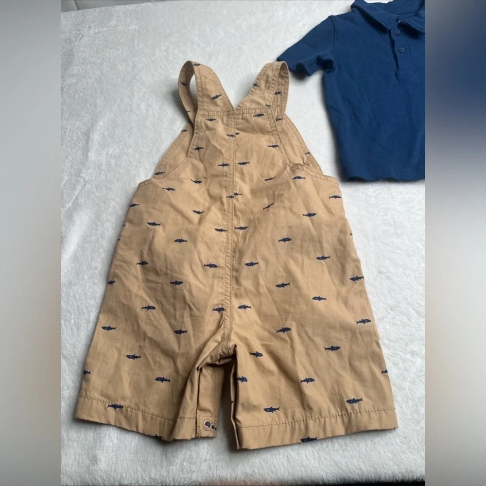 Carter's Baby's Just One You Polo & Overall Blue Sharks Size 18M new no tag